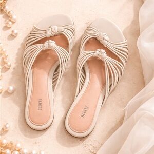 SCHUTZ Knotted Multi-Strap Slide Sandals - Pearl